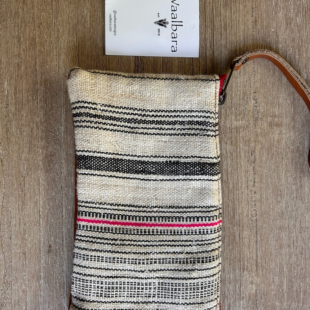 Black and White Striped Wristlet